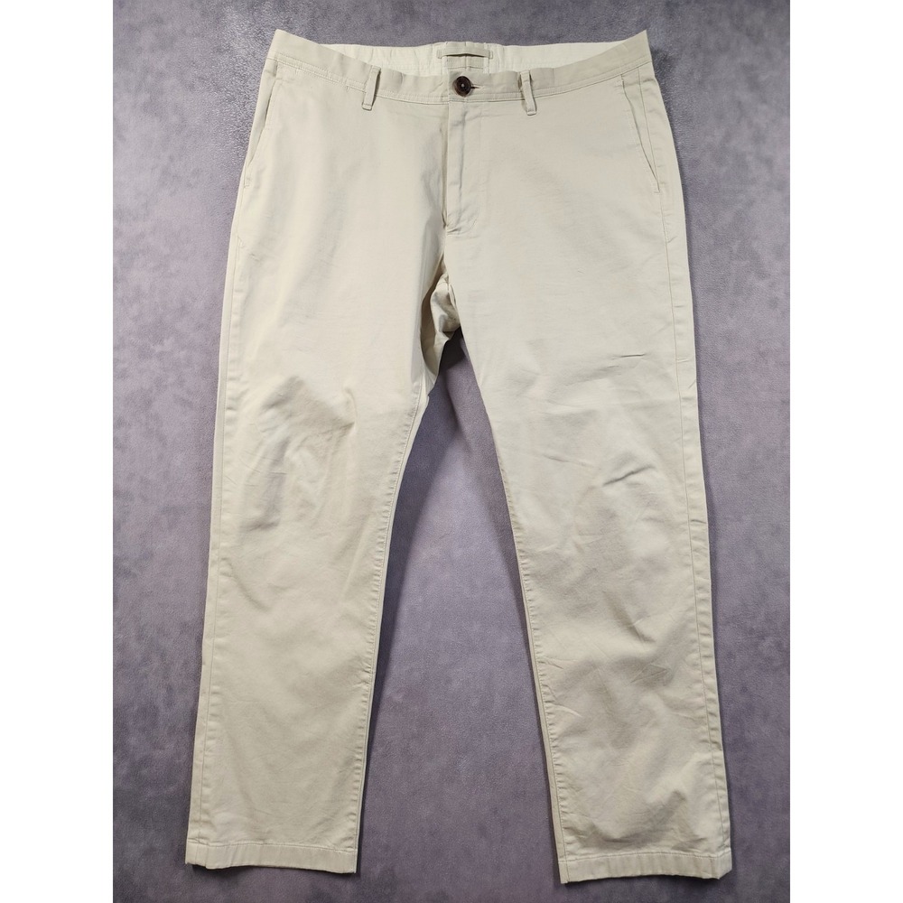 Proper Cloth Chino Pants Mens 36x28 Beige Tessuti Di Sondrio Lightweight Stretch